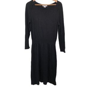 90s Sweater Dress Super Soft Smocked Waist Long Sleeve Minimalist Large Vintage